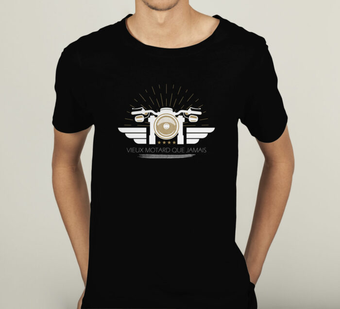 Tees shirt vieux motard que jamais