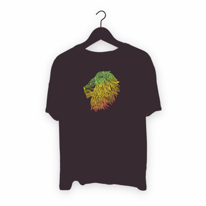 Lion Zion Rasta - Teeshirt rasta jah reggae représentant un lion aux couleurs vert, jaune et rouge