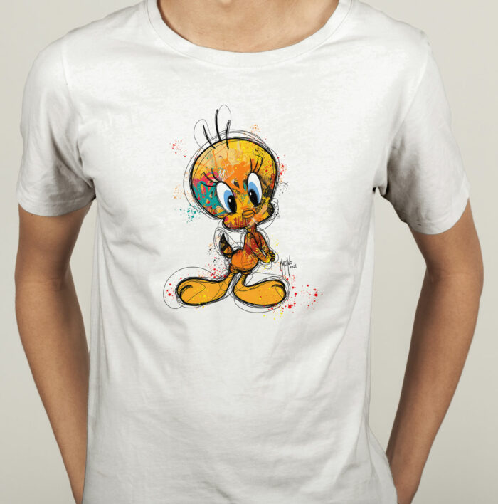 Tshirt titi et gros minet atrtistique peinture oeuvre murciano