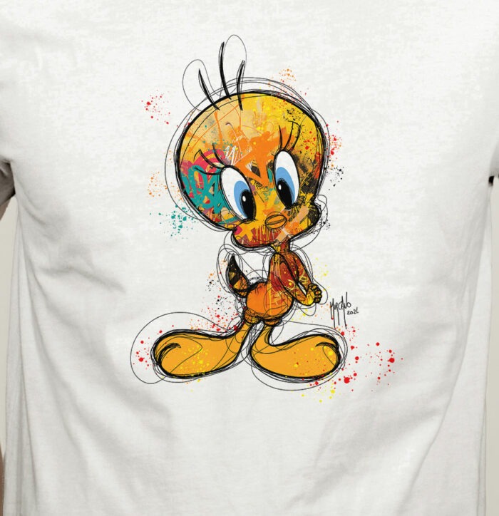 Tshirt titi et gros minet atrtistique peinture oeuvre murciano